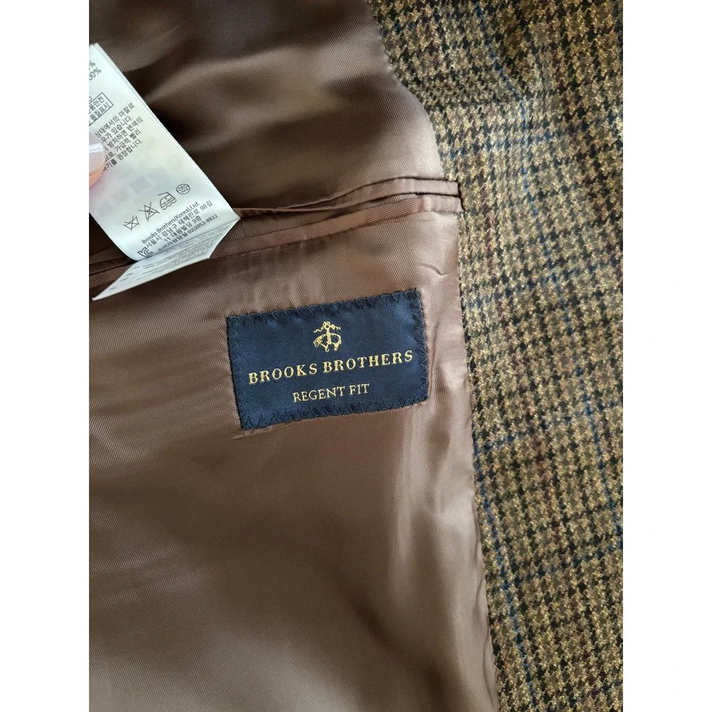 Brooks Brothers Wool Blazer Mens 44 Long Brown Houndstooth Sport Jacket Coat